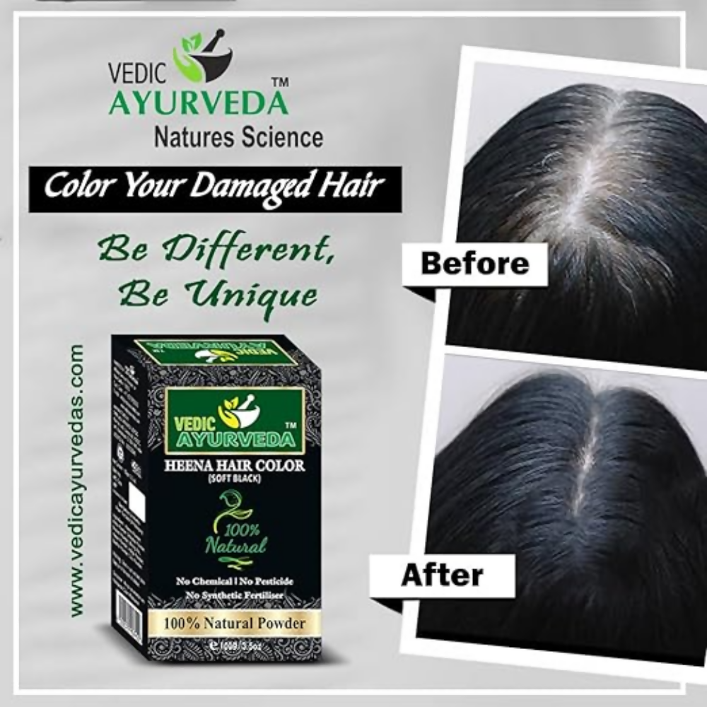 VedicAyurveda Natural Henna hair color Soft Black | Grocsy