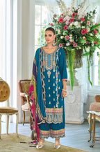 Anaita Teal Premium Embroidered Chinon Stitched Salwar Suit | Grocsy