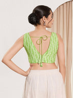 Joban Fashion Pista Green Viscose Rayon Padded Blouse With V Neck Sleeveless | Grocsy