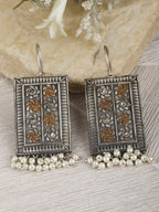 Joban Fashion Women White Beads Pattern Dual Tone Brass Earrings | Grocsy