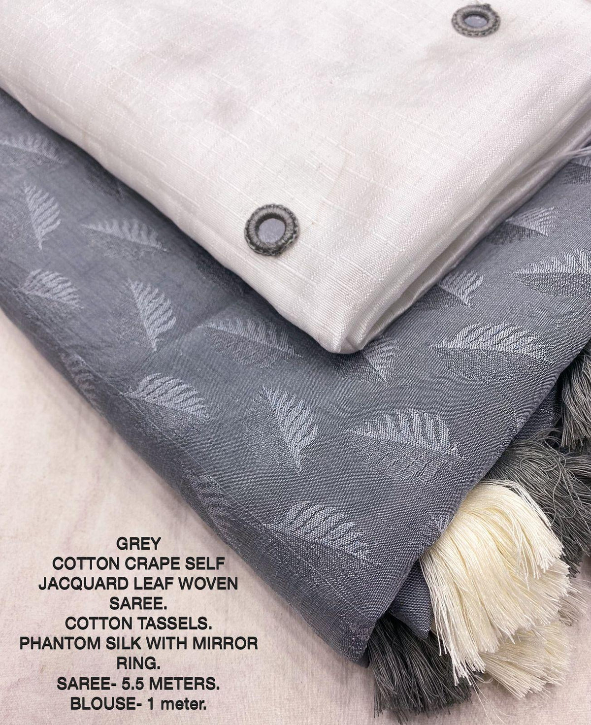 Grey Poly Georgette Woven Design Saree with Unstitched Blouse - Hiral Fashion | Grocsy