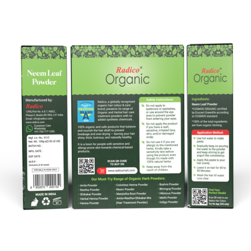 Radico Organic Neem Leaf Powder For Shiny & Healthy Hair | Grocsy