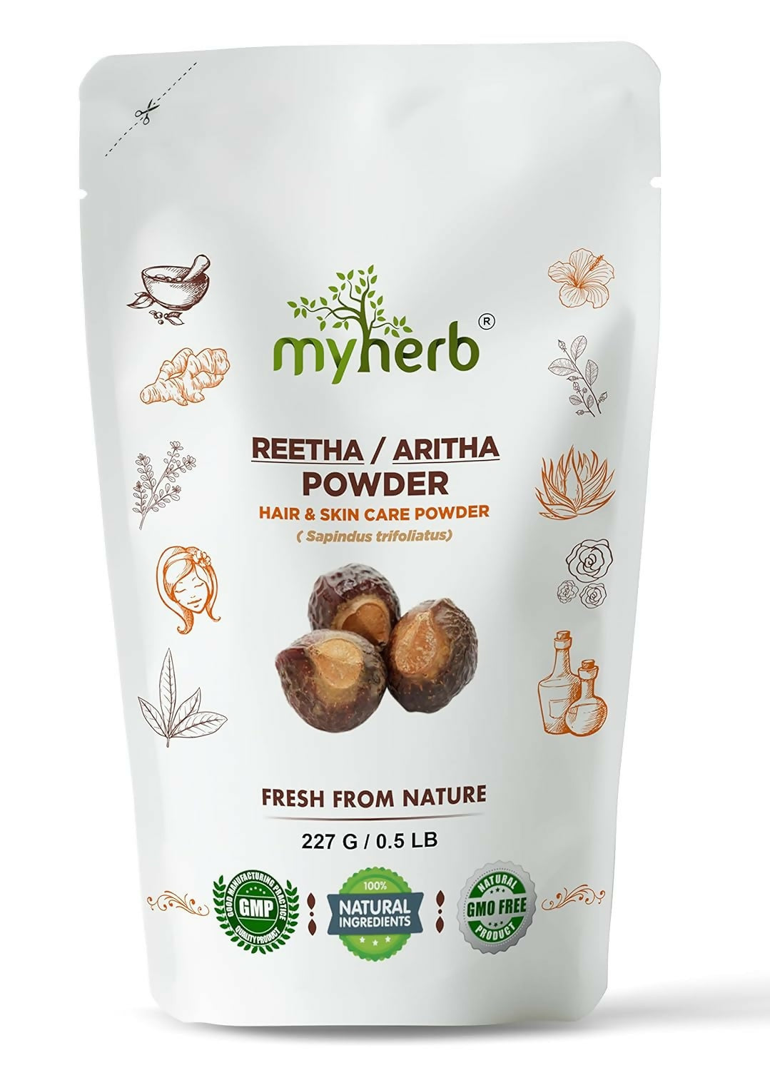 Myherb Natural Pure Organic Double Filtered Aritha/Reetha Powder | Grocsy