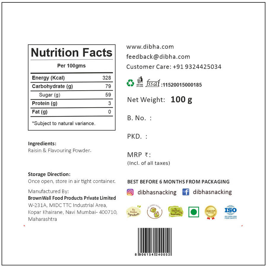 Dibha Chatpata Raisins | Grocsy