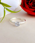 VOJ white CZ-detail Stainless Steel Cubic Zirconia Silver Plated adjustable finger Ring | Grocsy
