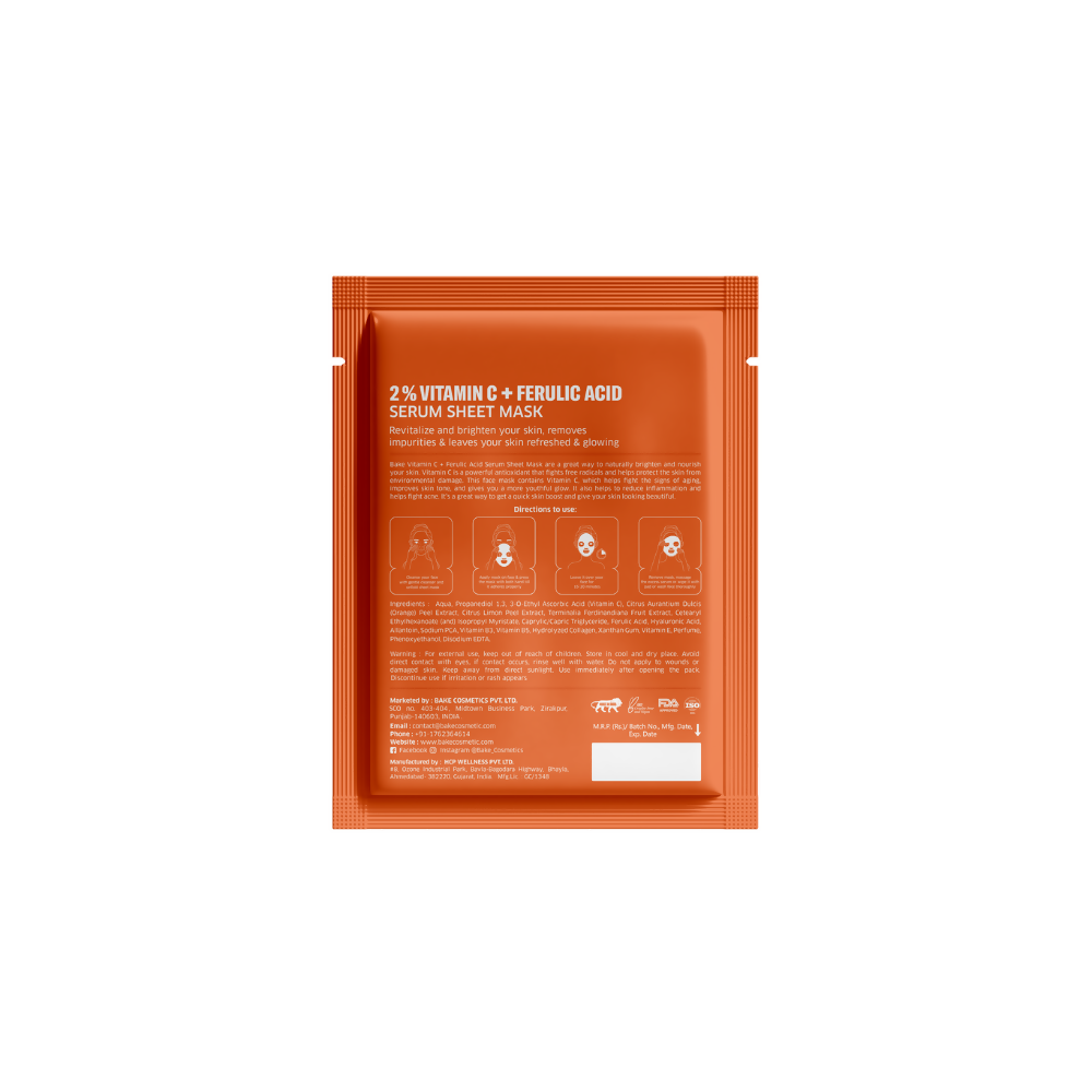 Bake 2% Vitamin C + Ferulic Acid Serum Sheet Mask | Grocsy