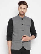 Even Apparels Grey Merino Men Woven Nehru Jacket PW689 | Grocsy