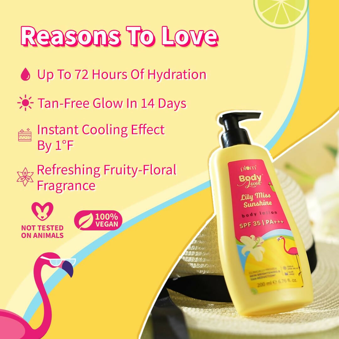 Plum BodyLovin' Lily Miss Sunshine Body Lotion With SPF 35 PA+++ | Grocsy