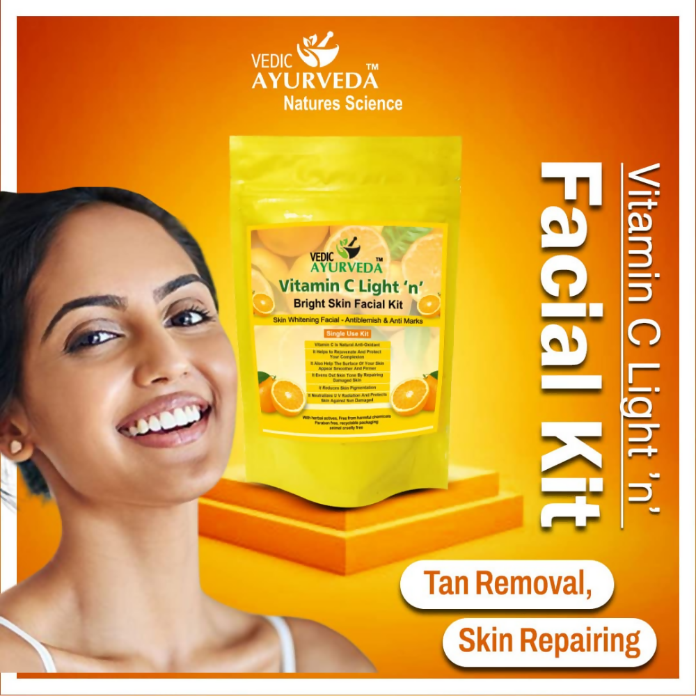 VedicAyurveda Vitamin C Light 'n' Bright Skin Facial kit | Grocsy