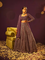 Lehenga Mart Designer Indian Wedding Lehenga Choli-Wine | Grocsy