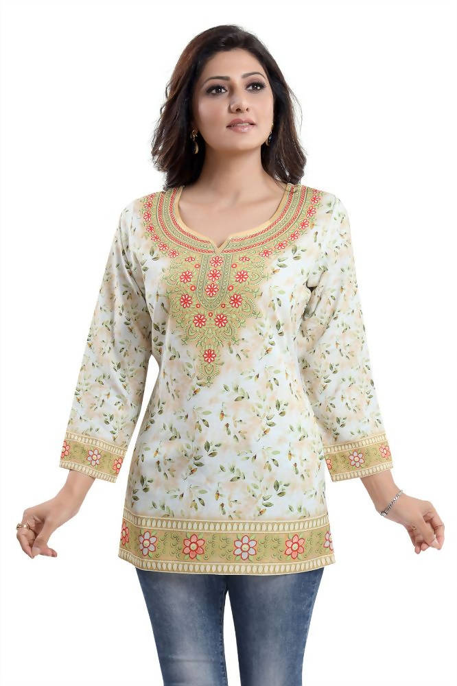Snehal Creations Adorable Amaze Printed Short Kurti Tunic Top | Grocsy