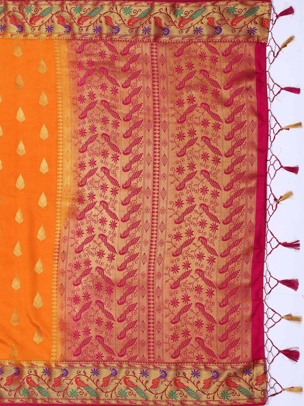 Mimosa Women's Paithani Art Silk Mustard Yellow Saree | Grocsy