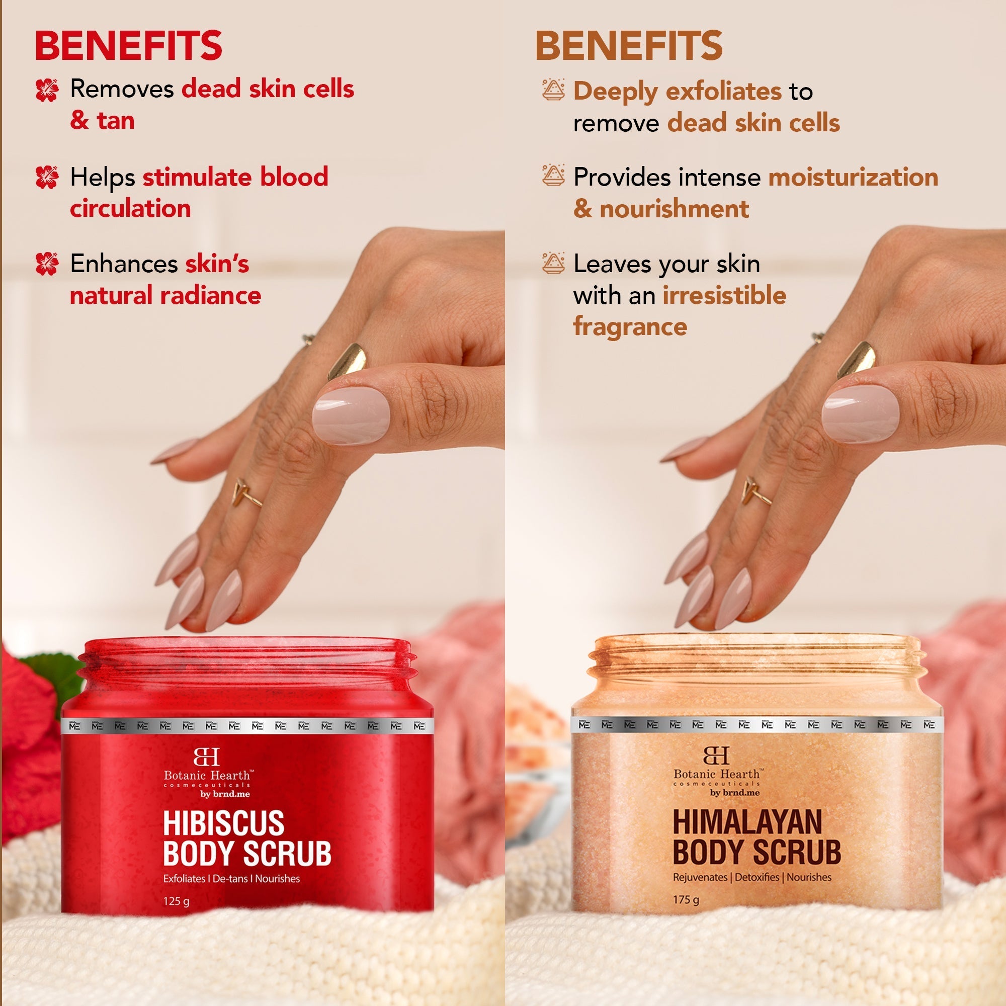 Botanic Hearth Deep Exfoliation Combo - Himalayan & Hibiscus Body Scrubs | Grocsy
