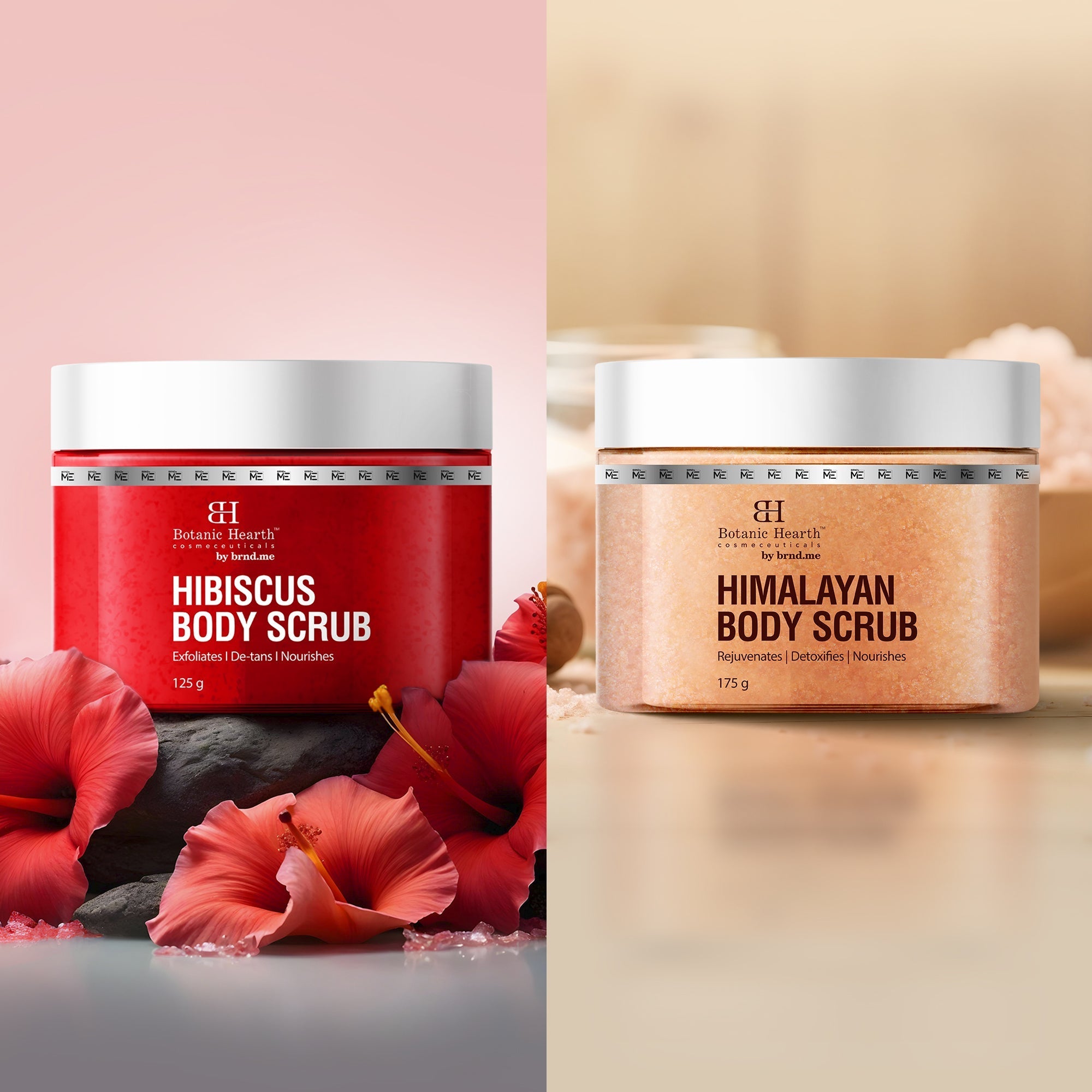 Botanic Hearth Deep Exfoliation Combo - Himalayan & Hibiscus Body Scrubs | Grocsy