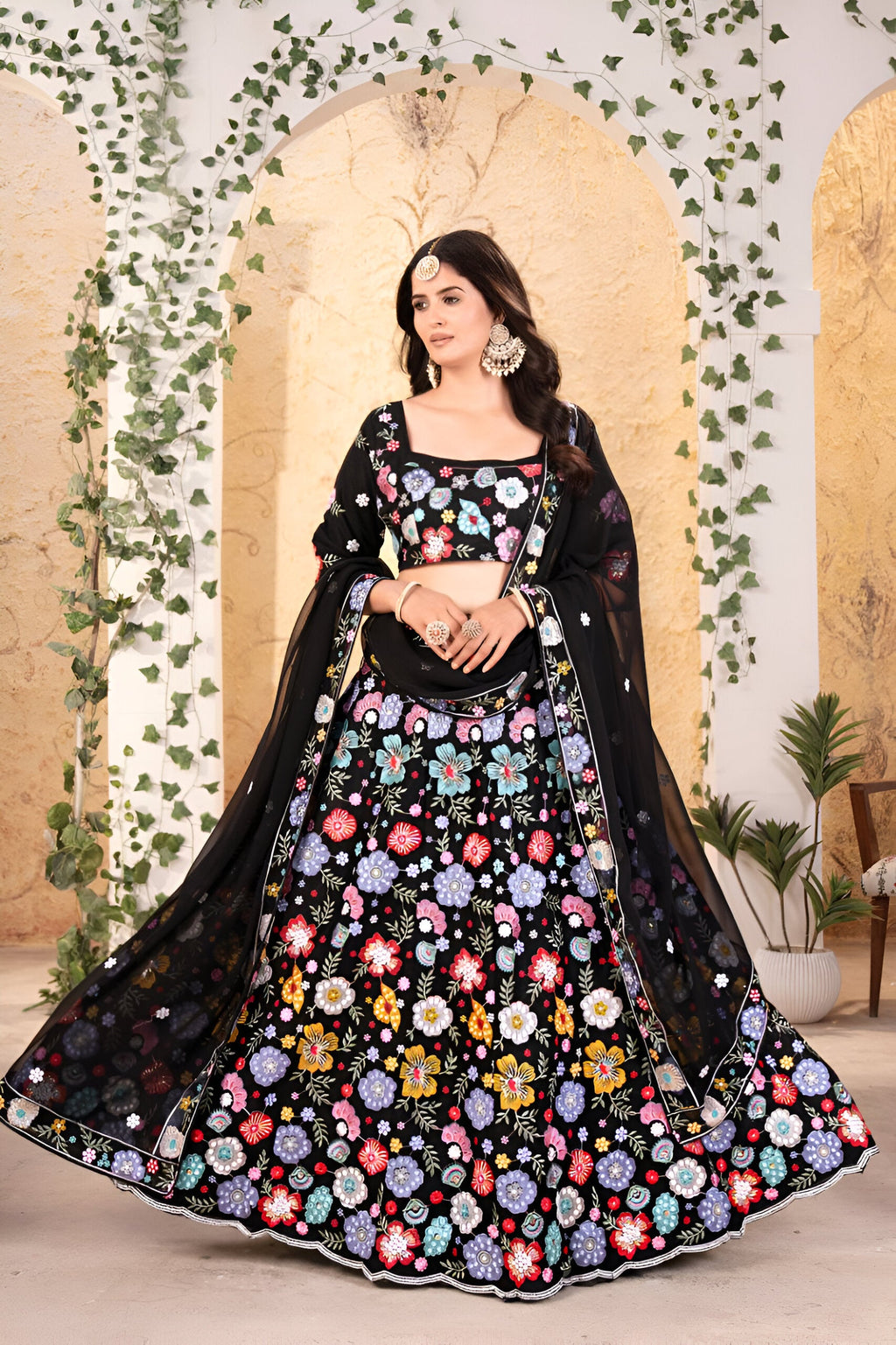 Lehenga Mart Designer Bollywood Style Wedding Wear Lehenga Choli - Black | Grocsy