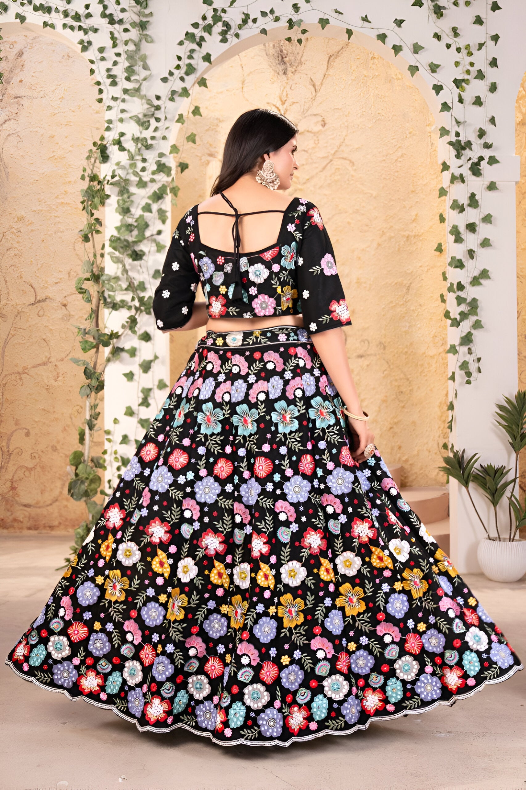Lehenga Mart Designer Bollywood Style Wedding Wear Lehenga Choli - Black | Grocsy