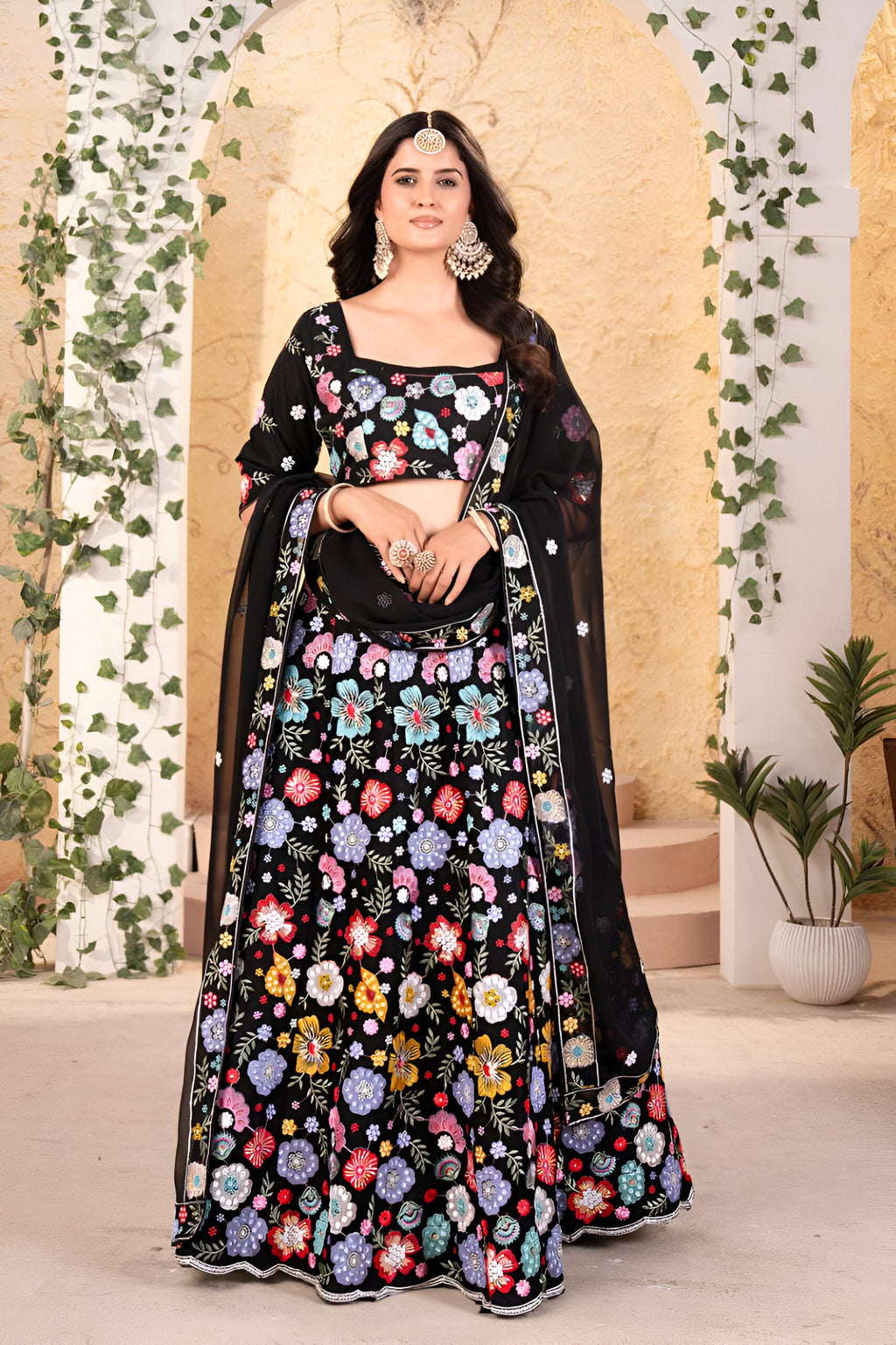 Lehenga Mart Designer Bollywood Style Wedding Wear Lehenga Choli - Black | Grocsy