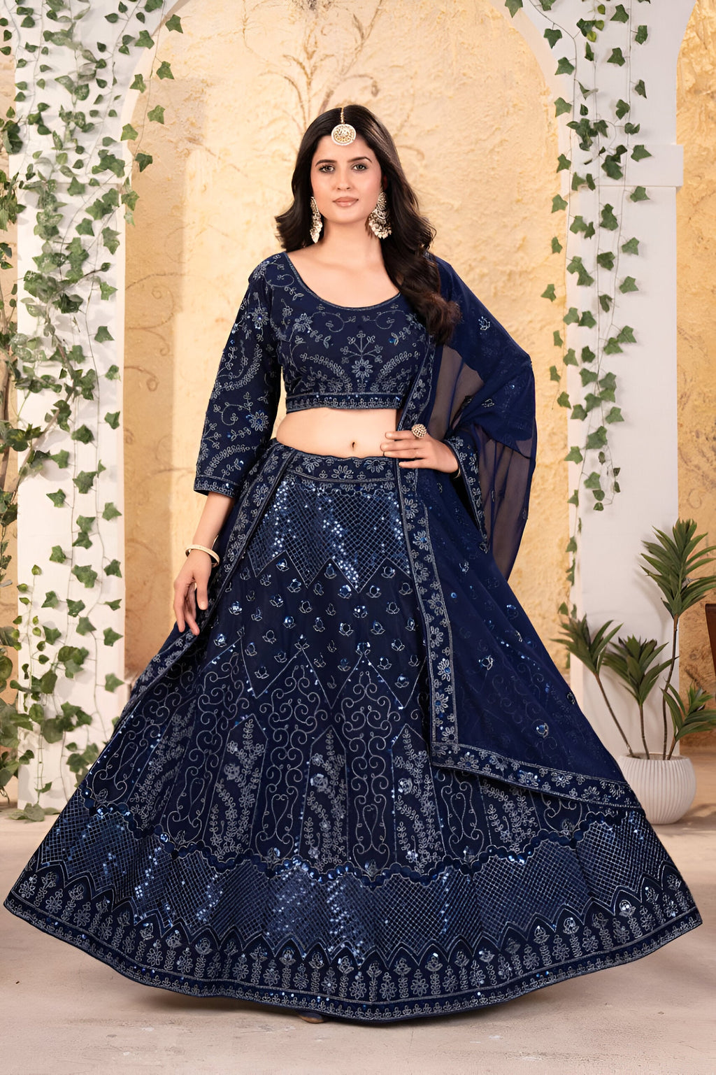 Lehenga Mart Designer Bollywood Style Wedding Wear Lehenga Choli - Blue | Grocsy