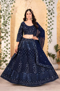 Lehenga Mart Designer Bollywood Style Wedding Wear Lehenga Choli - Blue | Grocsy
