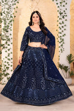 Lehenga Mart Designer Bollywood Style Wedding Wear Lehenga Choli - Blue | Grocsy