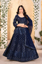 Lehenga Mart Designer Bollywood Style Wedding Wear Lehenga Choli - Blue | Grocsy