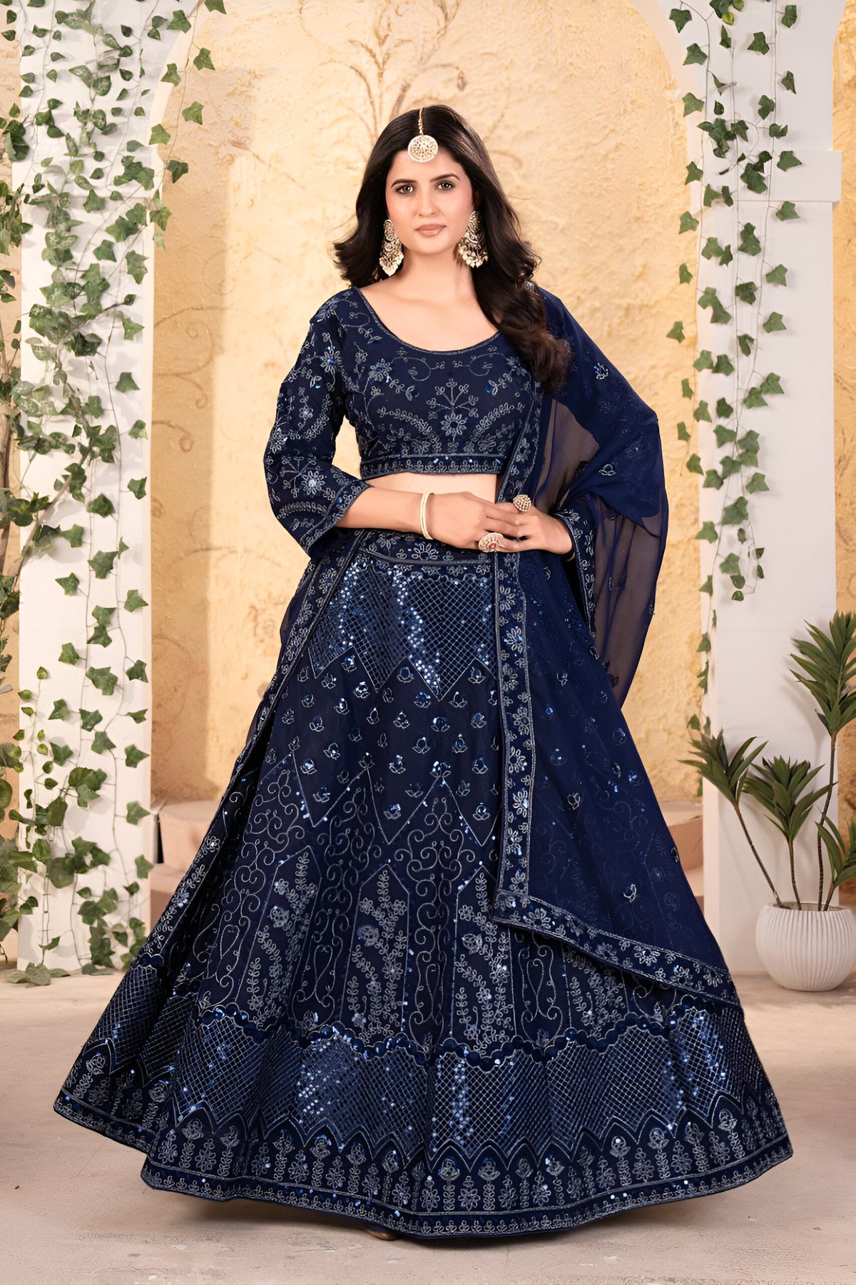 Lehenga Mart Designer Bollywood Style Wedding Wear Lehenga Choli - Blue | Grocsy