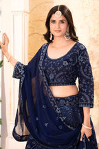 Lehenga Mart Designer Bollywood Style Wedding Wear Lehenga Choli - Blue | Grocsy