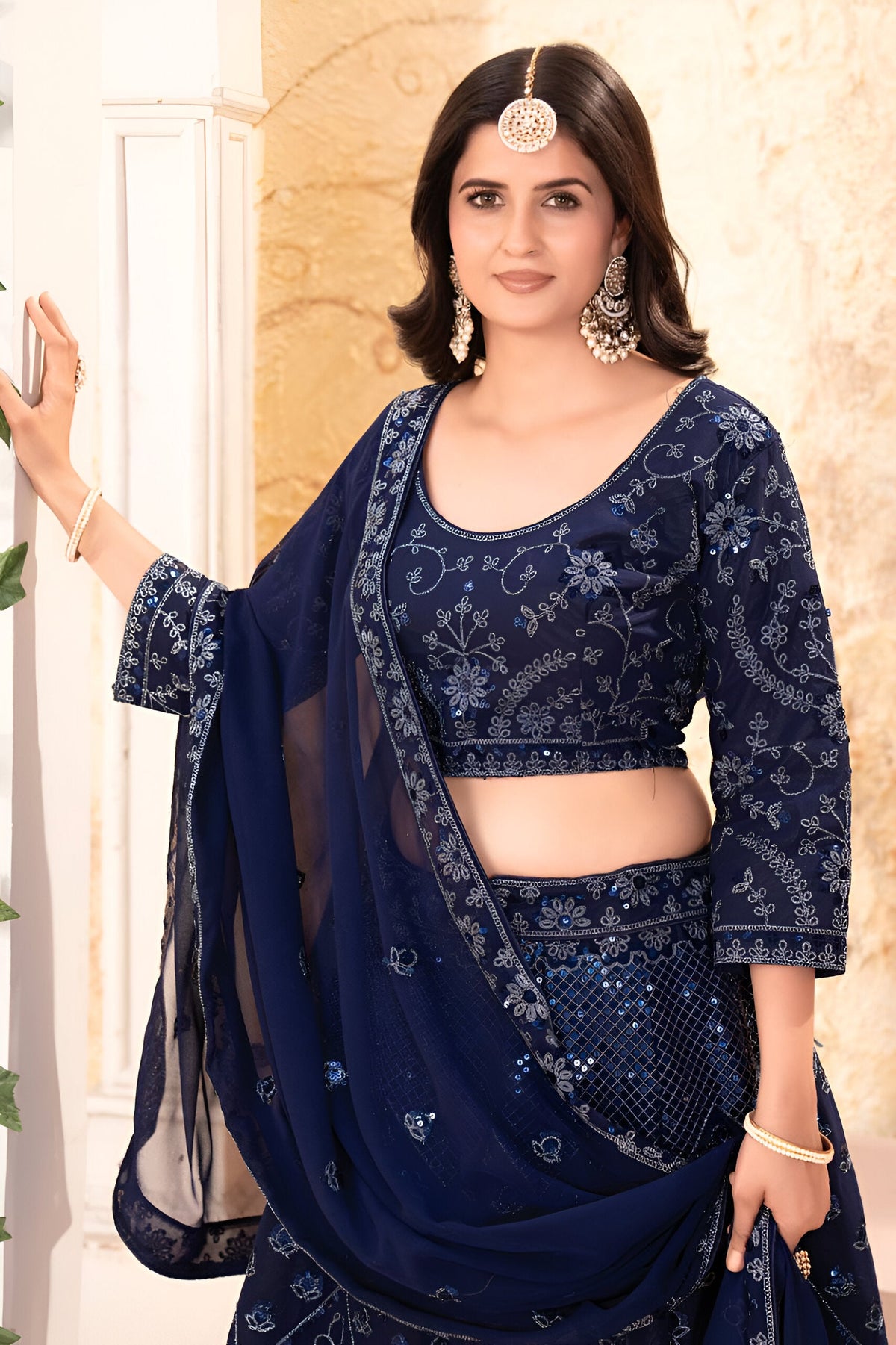 Lehenga Mart Designer Bollywood Style Wedding Wear Lehenga Choli - Blue | Grocsy