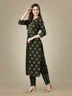 Jyoti Fashion Women's Dark Coffee Rayon Embroidered Kurta Pant Set | Grocsy
