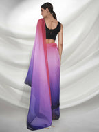 Purple Organza Solid Saree With Unstitched Blouse Piece - Shanaya | Grocsy