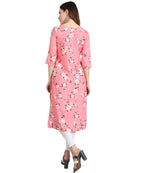 Vamika Pink French Crepe Printed Party Wear/Casual Wear Kurti | Grocsy