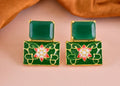 Joban Fashion Women Brass Green Onyx Earrings | Grocsy