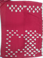 Jyoti Fashion Gorgeous Gajri Red 5MM Ton To Ton Red Thread Embroidery Faux Georgette Lehenga Choli with Dupatta | Grocsy