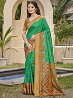 Shree Shyam Fashion Pochampalli Silk Brown Saree | Grocsy