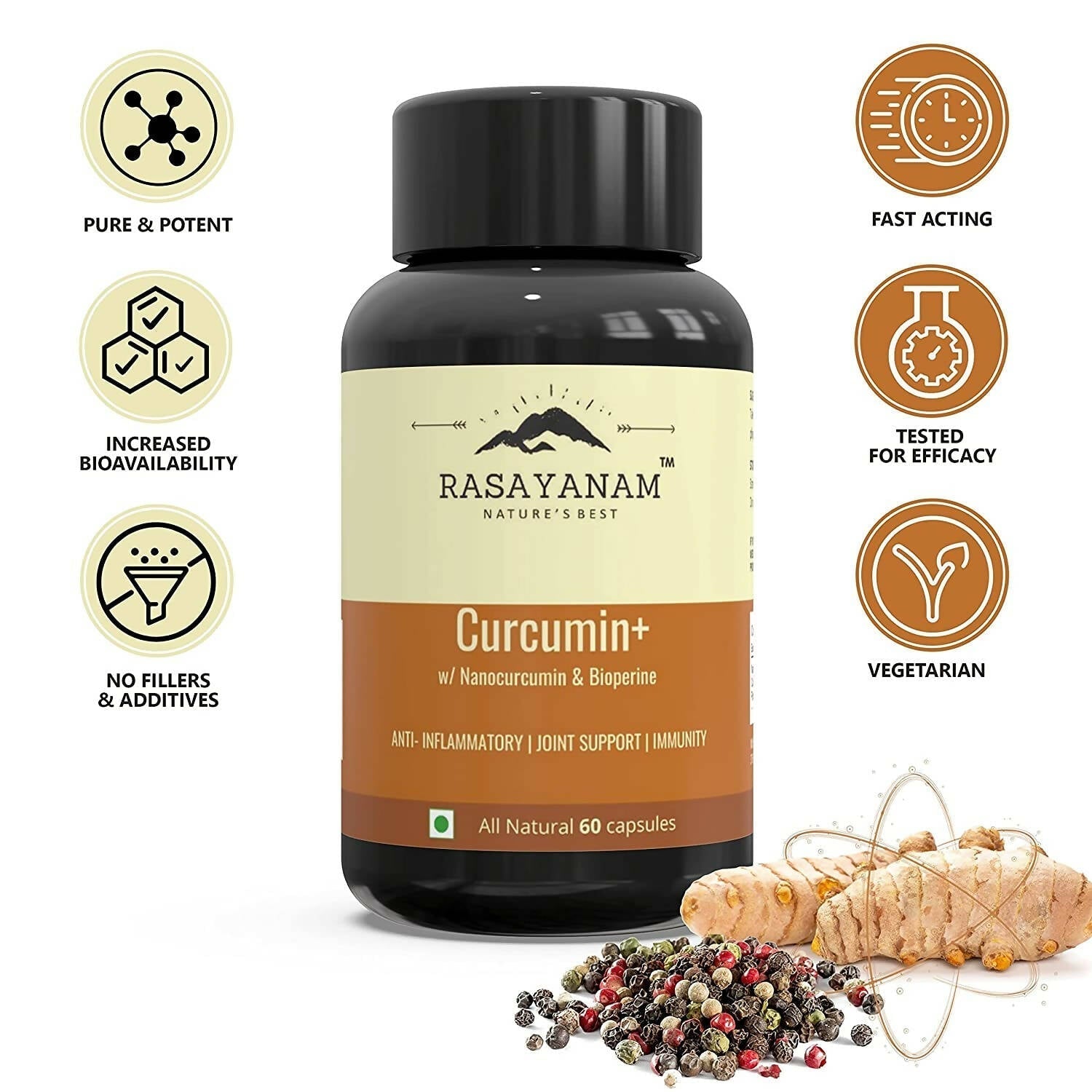 Rasayanam Curcumin+ Capsules - Limited Time Offer - Swadesiicart