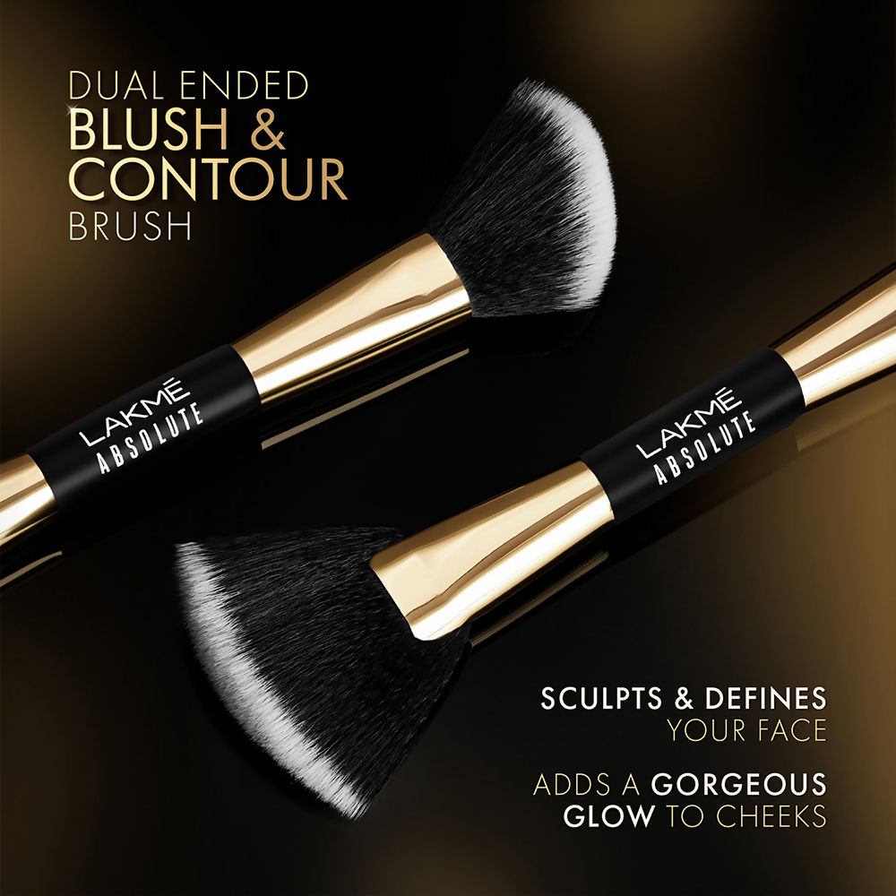 Lakme Absolute Makeup Master Tools - Dual Ended Blush And Contour Brush | Grocsy
