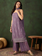 Sangria Embroidered Kurta, Palazzo With Dupatta | Grocsy
