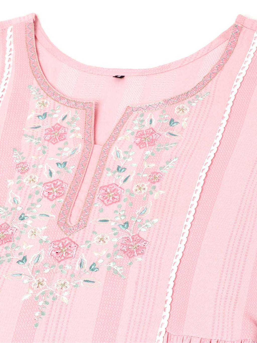 Pink Viscose Rayon Yoke Embroidered A-line Top - Tarini | Grocsy