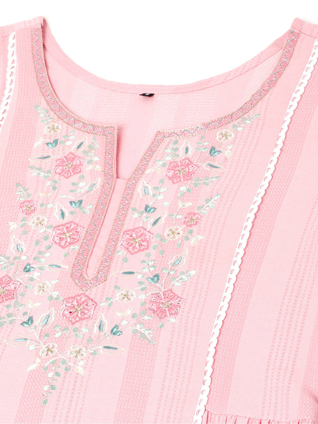 Pink Viscose Rayon Yoke Embroidered A-line Top - Tarini | Grocsy