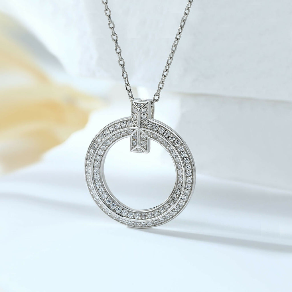 Cauer Elegant 14K White Gold Plated Moissanite Pendant Necklace | Grocsy