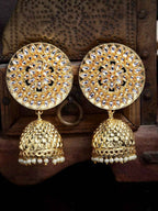 Gold-Polished Circular Shaped Brass Jhumka Earrings For Women and Girls By House of Ree - House of Ree
