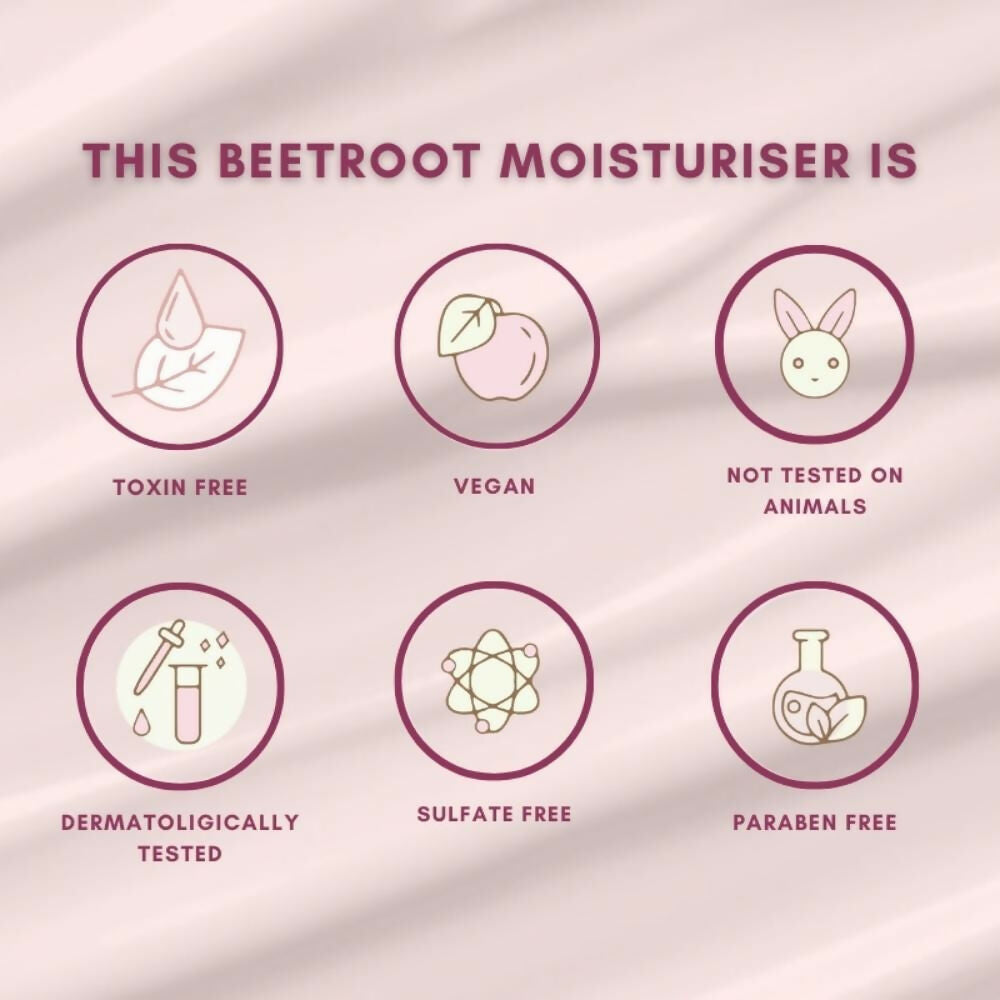 The Skin Diet Company Beetroot Moisturiser Lightweight, Non-Greasy - Dry/Oily Skin + Hyaluronic Acid | Grocsy