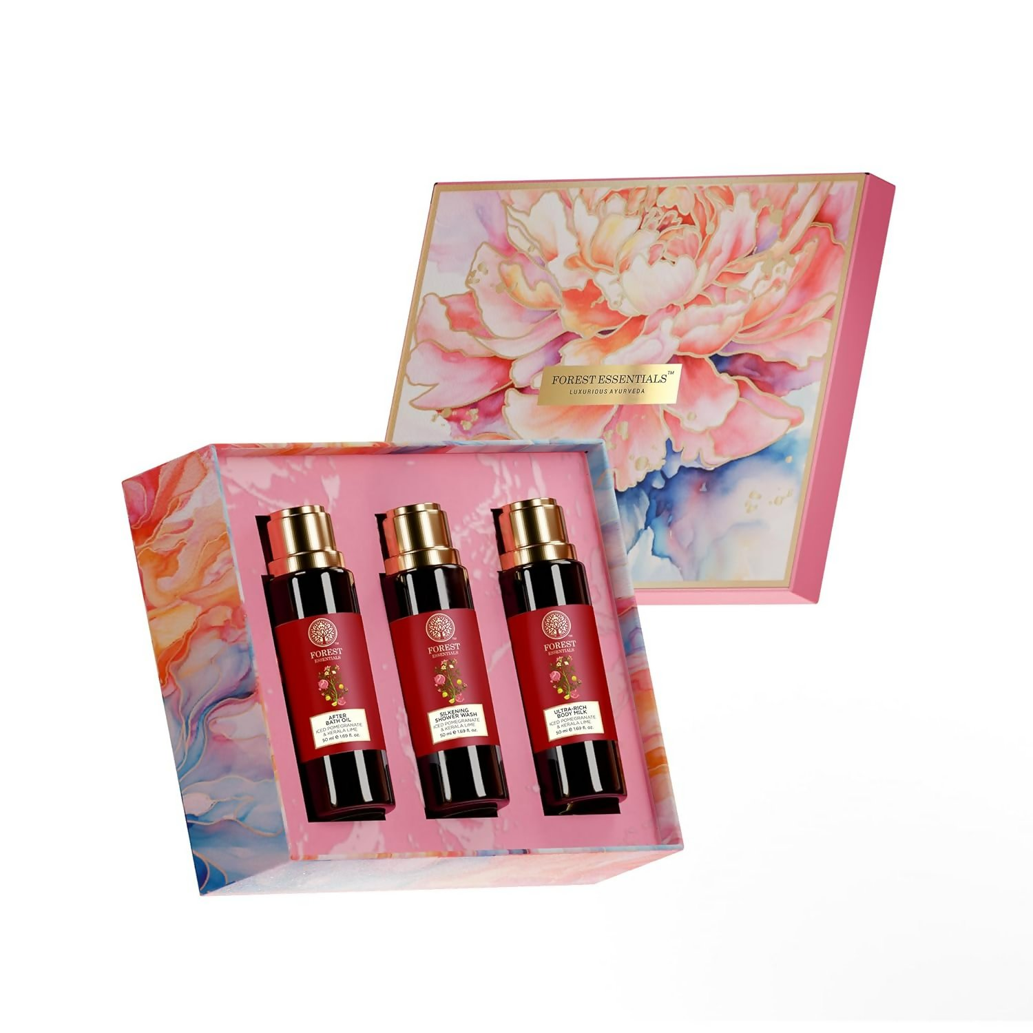 Forest Essentials Roopa Fragrant Shower Ritual Luxurious Ayurvedic Bath & Body Gift Set Kit | Grocsy