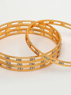 NVR Women's Set of 4 Gold-Polished CZ Stone-Studded Bangles