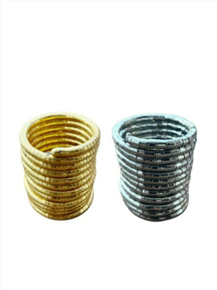 NVR Women Handmade Gold & Silver Polished Viral Spiral Combo Bangles