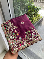 Teeya Creation New Trendy Party Wear Soft Silk Saree-Wine | Grocsy
