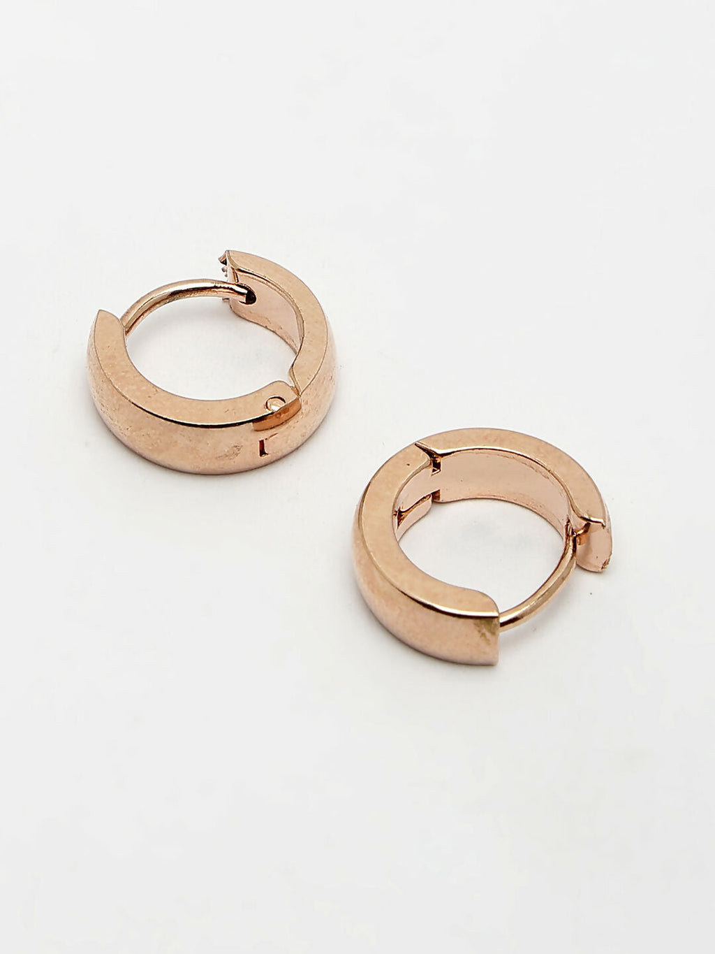 NVR Men's Rose Gold Stainless Steel Hoop Earrings | Grocsy