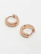 NVR Men's Rose Gold Stainless Steel Hoop Earrings | Grocsy
