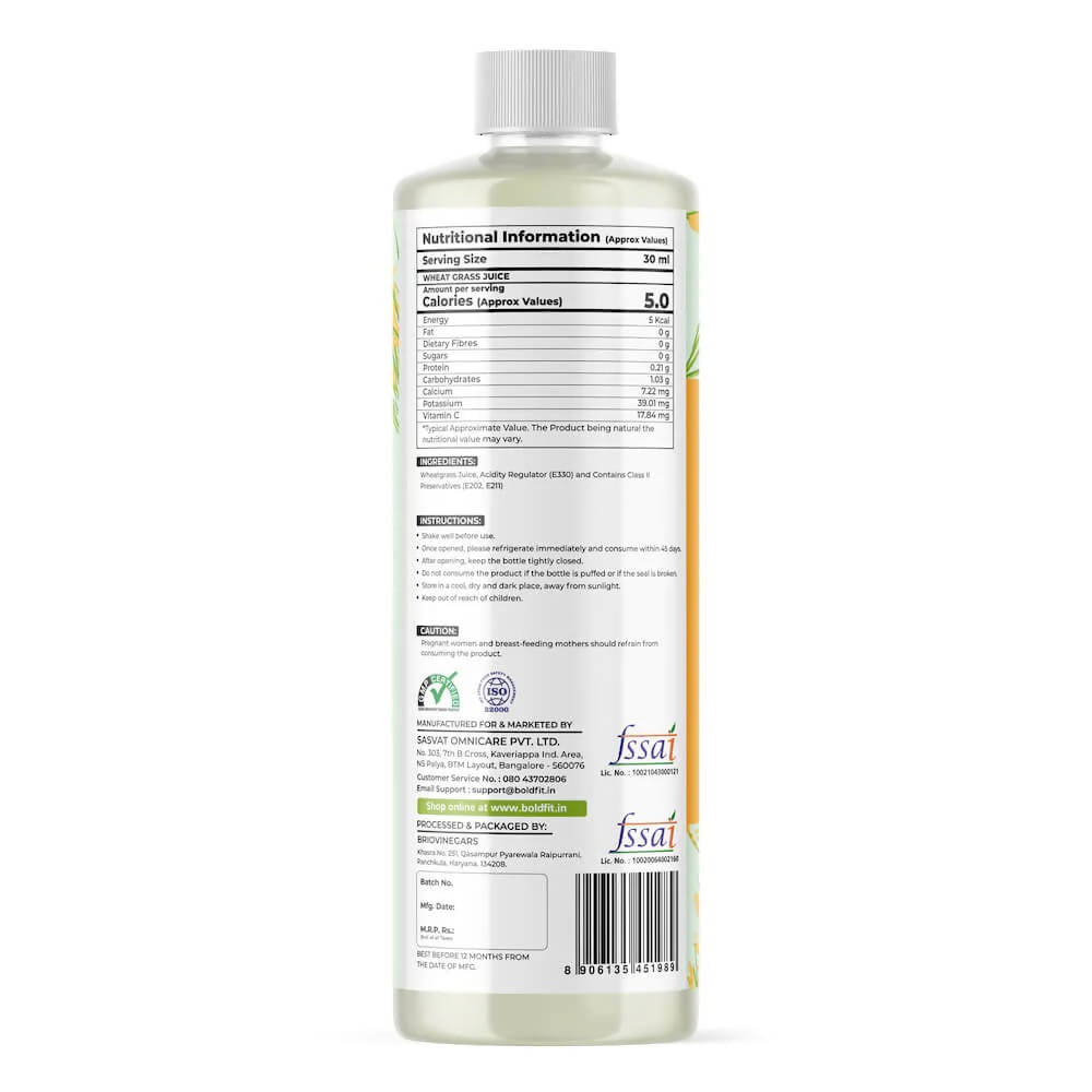 Boldveda Cold Pressed Wheatgrass Juice | Grocsy