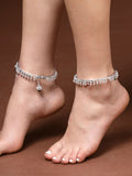 NVR Women's Set of 2 Silver-Plated Kada Anklets | Grocsy